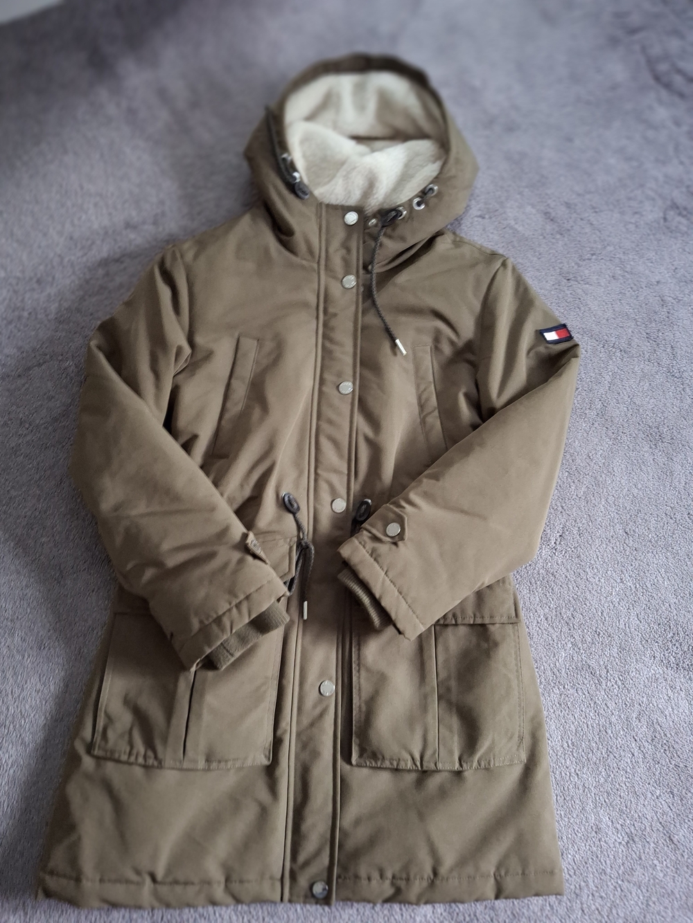Tommy Hilfiger Ladies Olive Green Hooded  Parka Jacket